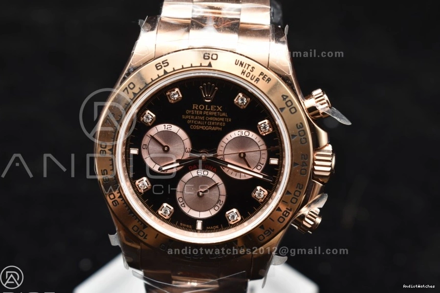 Daytona Best QF 783 126505 RG Edition on Braclet Black V 1:1 Breathable Diamonds RG SH4131 Dial 0816